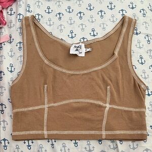princess polly brown tank with white stitching size 6